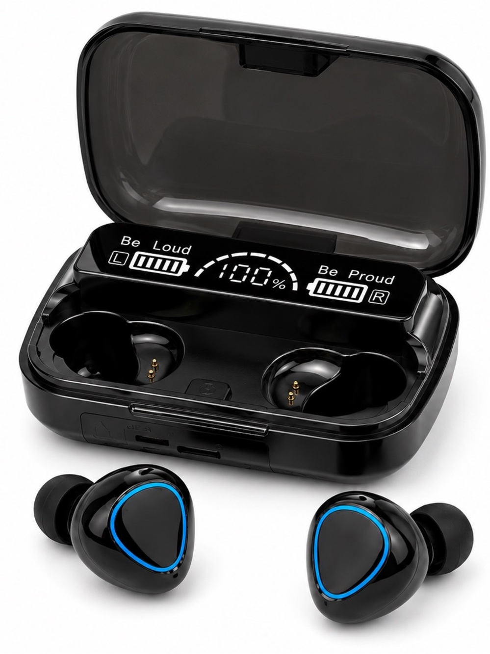 M10 Bluetooth 5.3 Wireless Earbuds LED Charging Case Black New